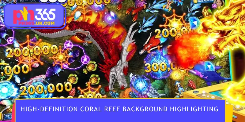 High-definition coral reef background highlighting vivid gameplay