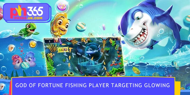 God of Fortune Fishing player targeting glowing fish underwater