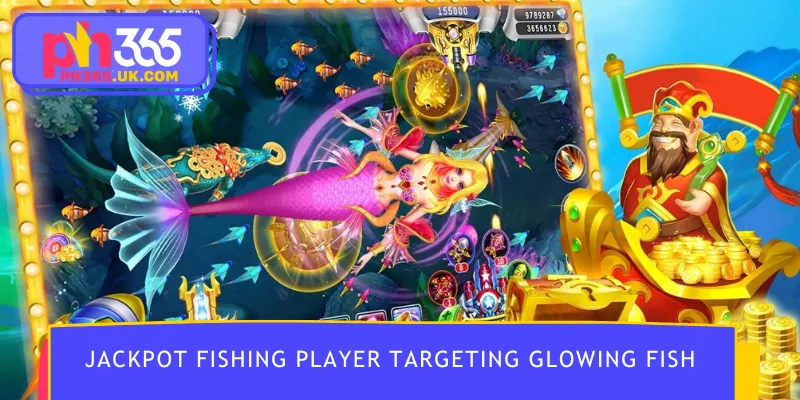 Jackpot Fishing player targeting glowing fish